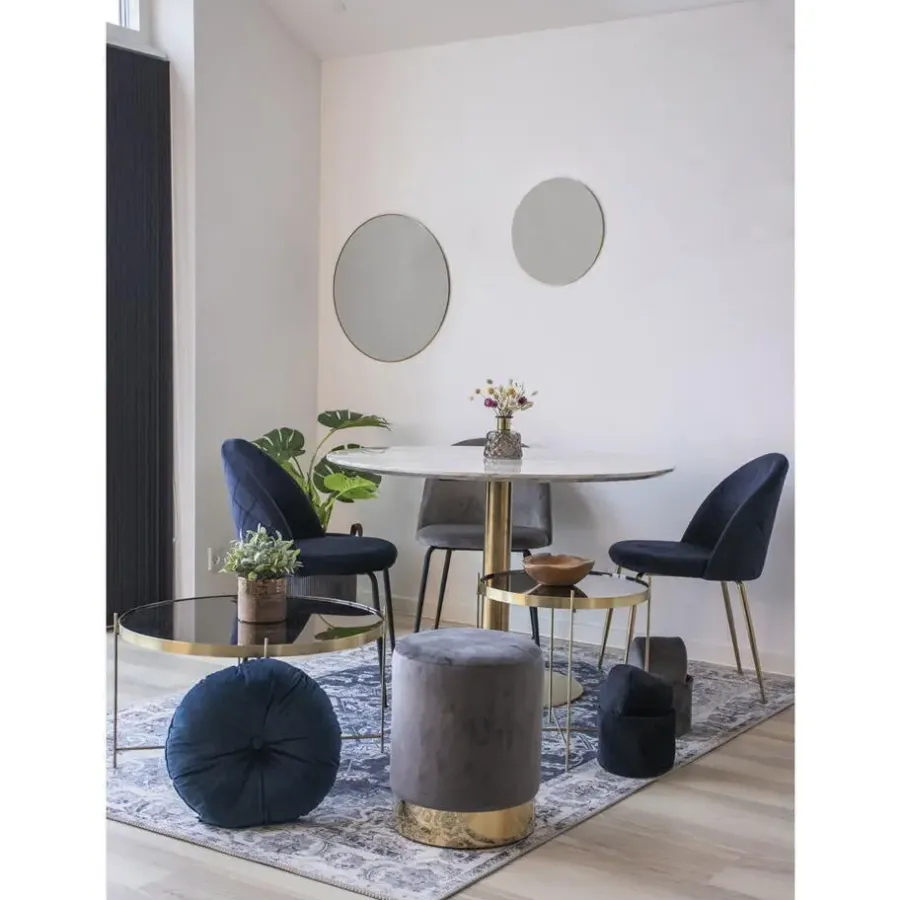 House Nordic Eettafel Wit Ø110cm - Gouden Onderstel - Bolzano