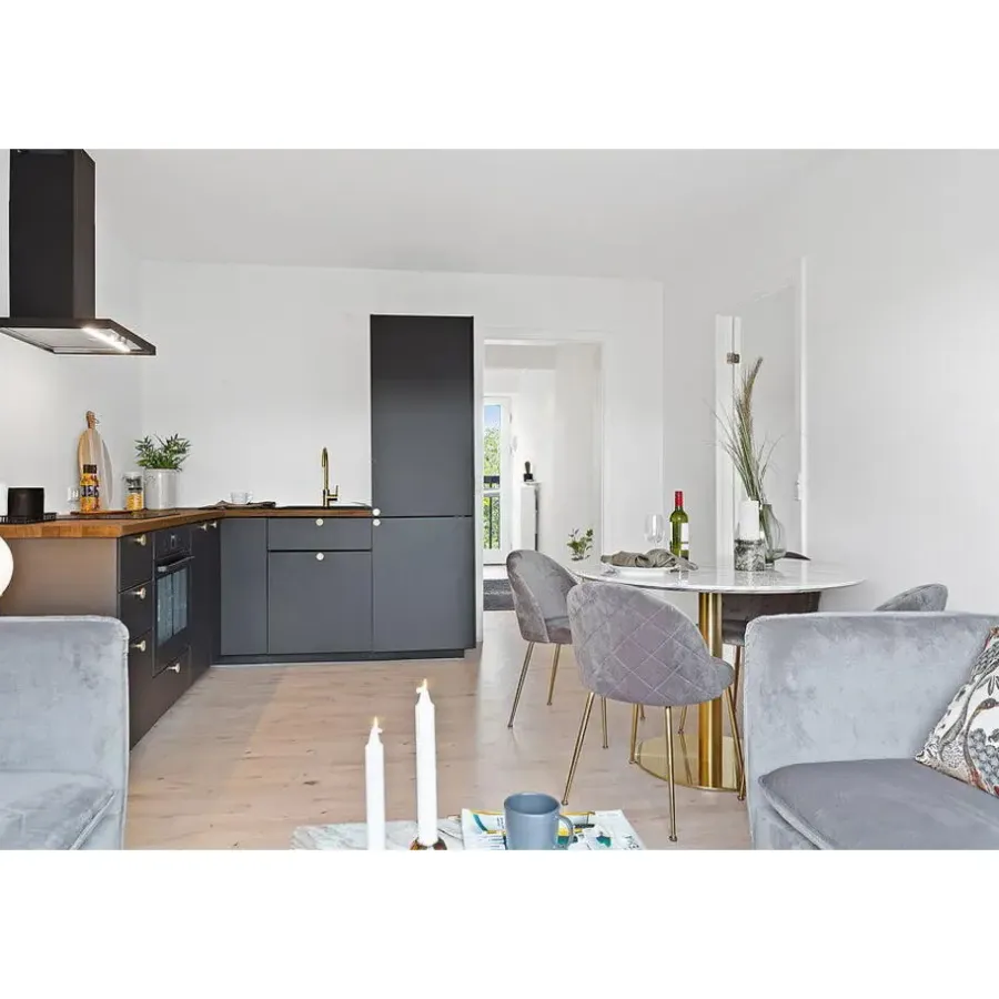 House Nordic Eettafel Wit Ø110cm - Gouden Onderstel - Bolzano