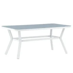 Rechthoekige Eettafels-Fjôrd Eettafel Wit Grijs Glas - 160x90x74cm - Virya