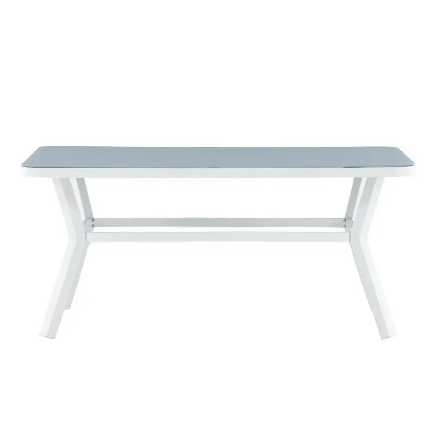 Rechthoekige Eettafels-Fjôrd Eettafel Wit Grijs Glas - 160x90x74cm - Virya
