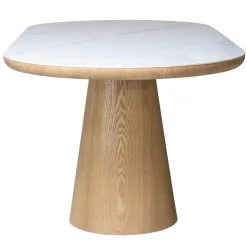 Ovale Eettafels-Giga Meubel Eettafel Wit Keramiek/Naturel - 200x90x77cm - Alba