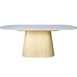 Giga Meubel Eettafel Wit Keramiek/Naturel - 200x90x75cm - Madia