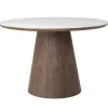 Ronde Eettafels-Giga Meubel Eettafel Wit Keramiek/Walnoot - Ø115x77cm - Alba