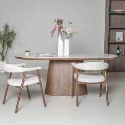 Giga Meubel Eettafel Wit Keramiek/Walnoot - 200x90x77cm - Alba