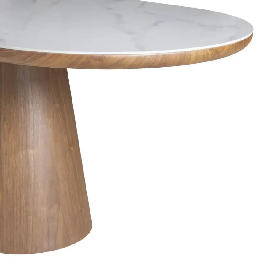 Giga Meubel Eettafel Wit Keramiek/Walnoot - 200x90x77cm - Alba
