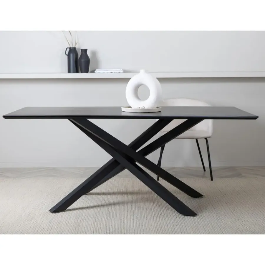 Fjôrd Eettafel Zwart Hout - 180x90x75cm - Piazza