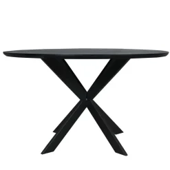 Industriële Eettafels|Ronde Eettafels-StarFurn Eettafel Zwart Hout - 130x130x76cm - Ferris