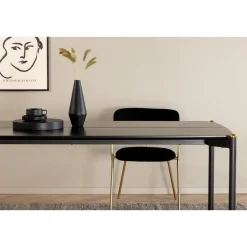 Fjôrd Eettafel Zwart Hout - 190x90x75cm - Pelle