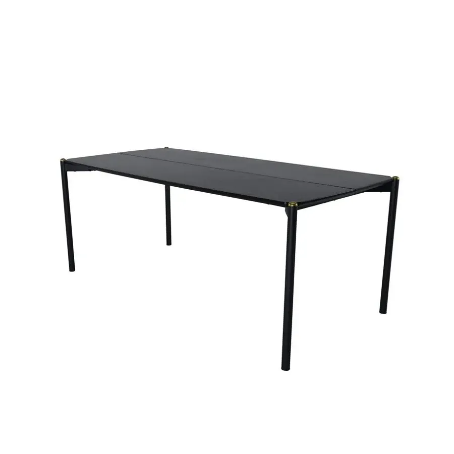 Fjôrd Eettafel Zwart Hout - 190x90x75cm - Pelle