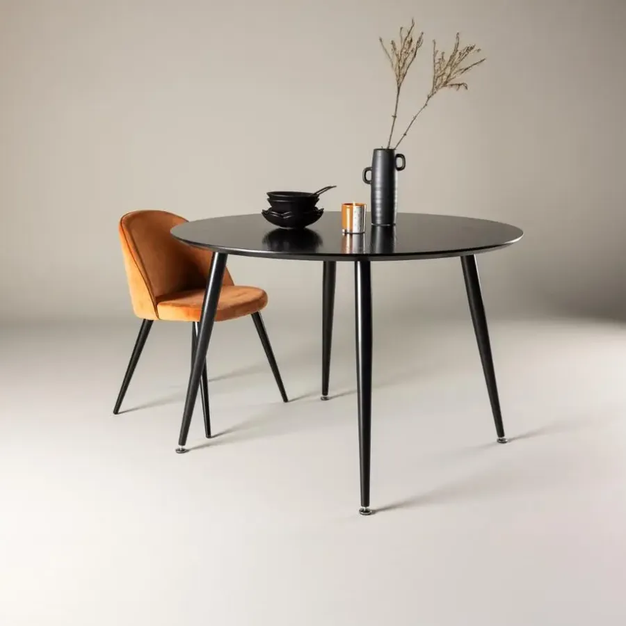 Fjôrd Eettafel Zwart Hout - 115x115x75cm - Dipp