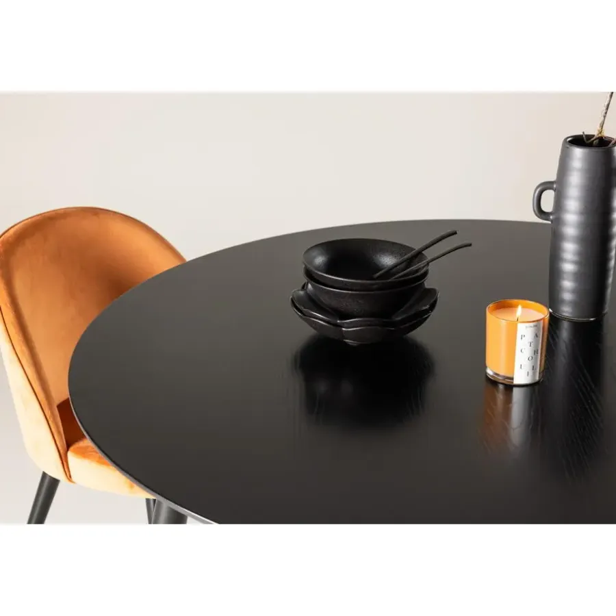 Fjôrd Eettafel Zwart Hout - 115x115x75cm - Dipp