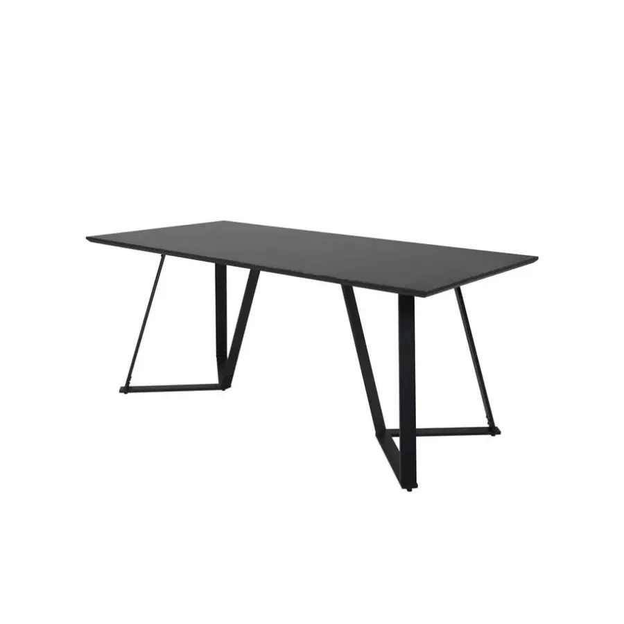 Industriële Eettafels|Rechthoekige Eettafels-Fjôrd Eettafel Zwart Hout - 180x90x75cm - Marina