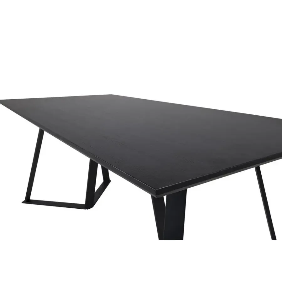 Industriële Eettafels|Rechthoekige Eettafels-Fjôrd Eettafel Zwart Hout - 180x90x75cm - Marina