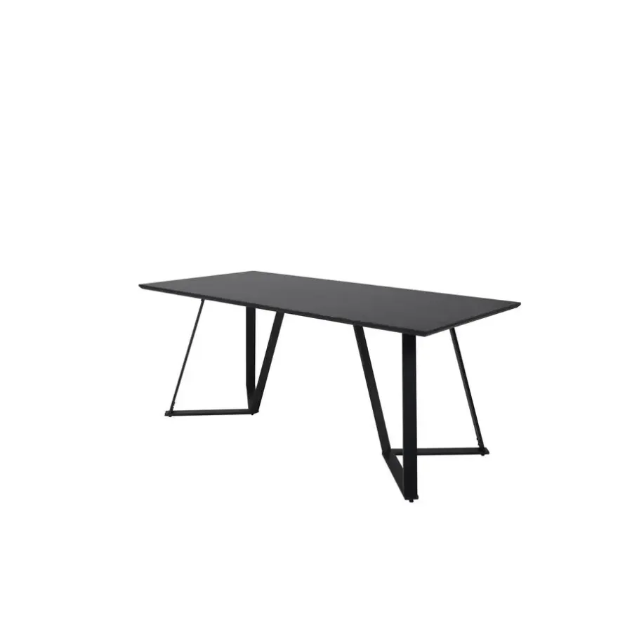 Industriële Eettafels|Rechthoekige Eettafels-Fjôrd Eettafel Zwart Hout - 180x90x75cm - Marina