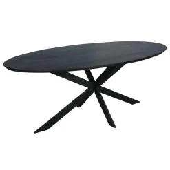 Industriële Eettafels|Ovale Eettafels-StarFurn Eettafel Zwart Hout - 210x100x76cm - Ferris