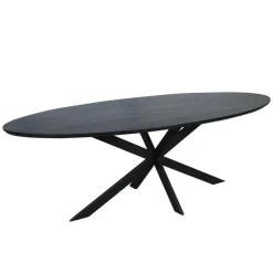 Industriële Eettafels|Ovale Eettafels-StarFurn Eettafel Zwart Hout - 210x100x76cm - Ferris