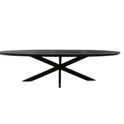 Industriële Eettafels-StarFurn Eettafel Zwart Hout/Metaal - 210x100x76cm - Brandy