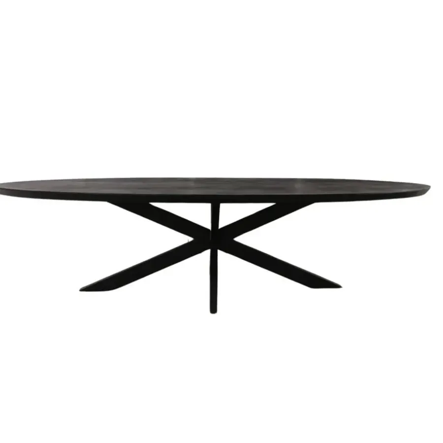 StarFurn Eettafel Zwart Hout/Metaal - 180x90x76cm - Brandy