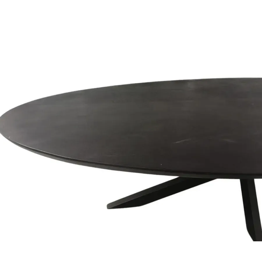 Industriële Eettafels|Ovale Eettafels-StarFurn Eettafel Zwart Hout/Metaal - 160x90x76cm - Brandy