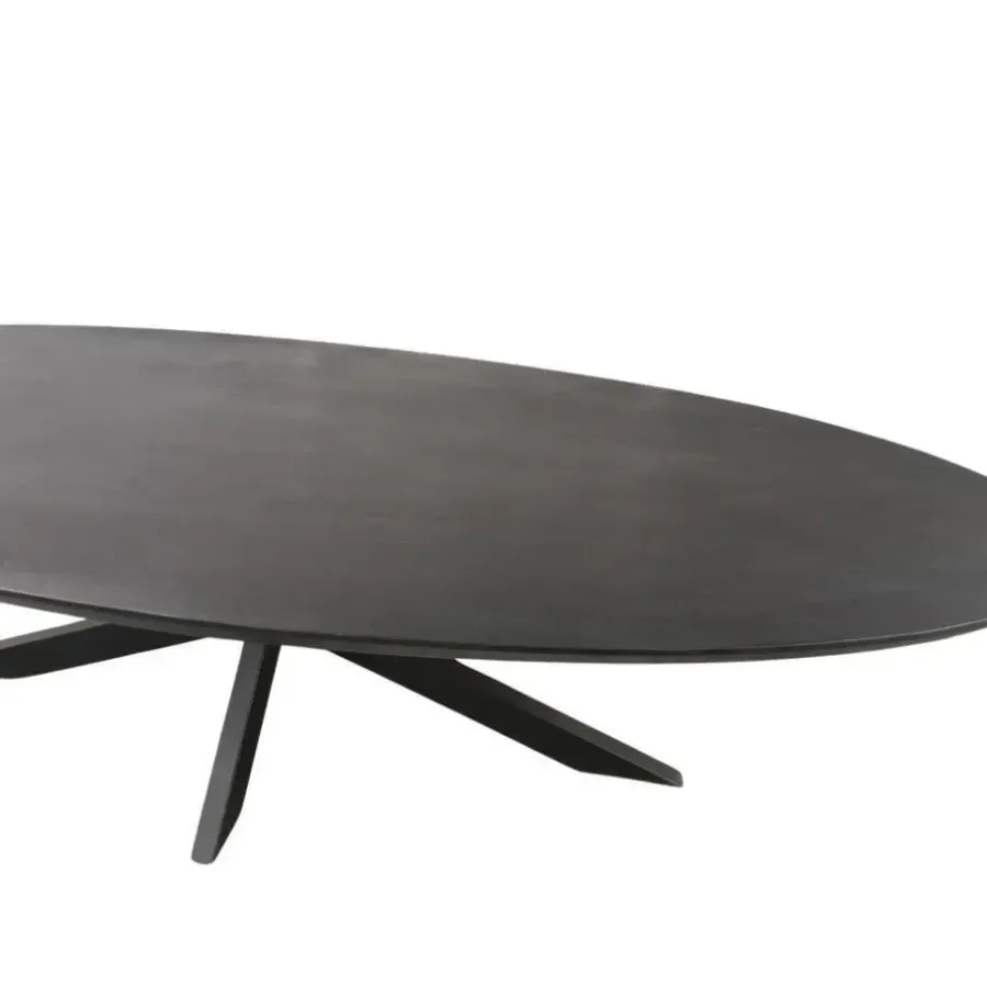 Industriële Eettafels|Ovale Eettafels-StarFurn Eettafel Zwart Hout/Metaal - 160x90x76cm - Brandy