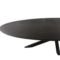 Industriële Eettafels|Ovale Eettafels-StarFurn Eettafel Zwart Hout/Metaal - 240x110x76cm - Brandy