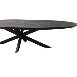Industriële Eettafels|Ovale Eettafels-StarFurn Eettafel Zwart Hout/Metaal - 240x110x76cm - Brandy