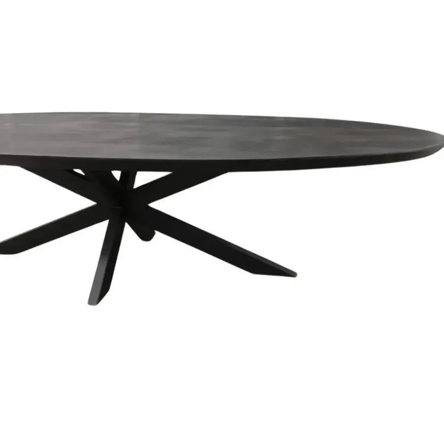 Industriële Eettafels|Ovale Eettafels-StarFurn Eettafel Zwart Hout/Metaal - 240x110x76cm - Brandy
