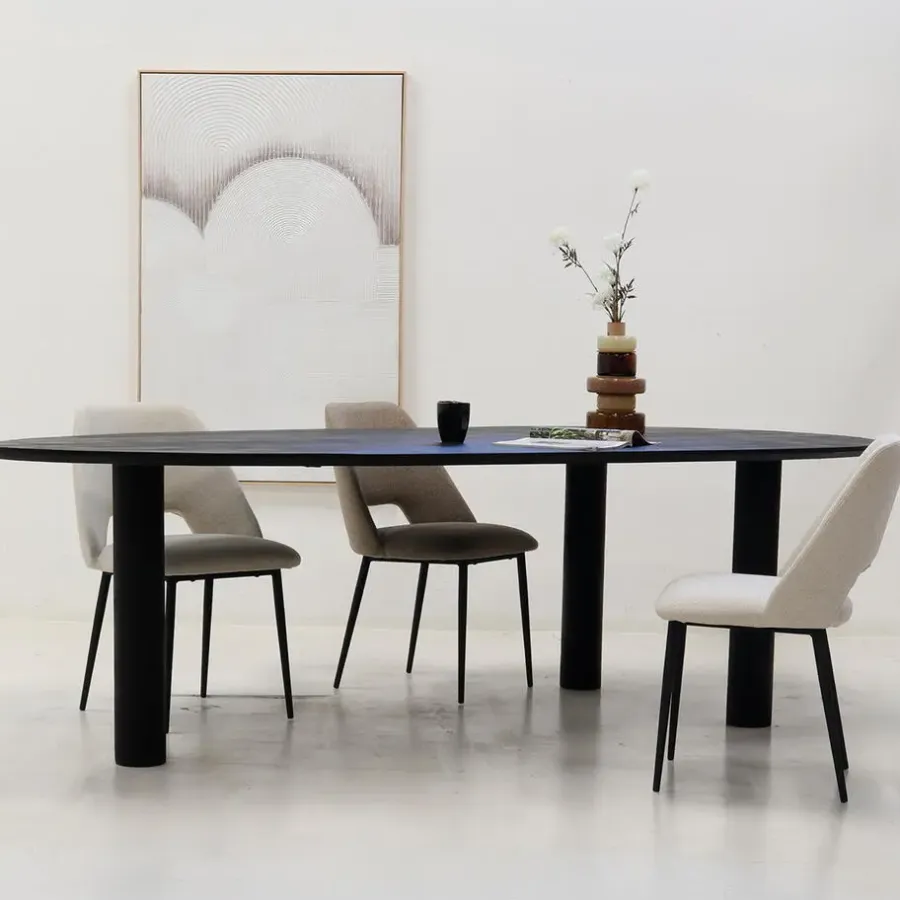 Giga Meubel Eettafel Zwart Mangohout - 210x120x76cm - 6-8 Personen - Hana