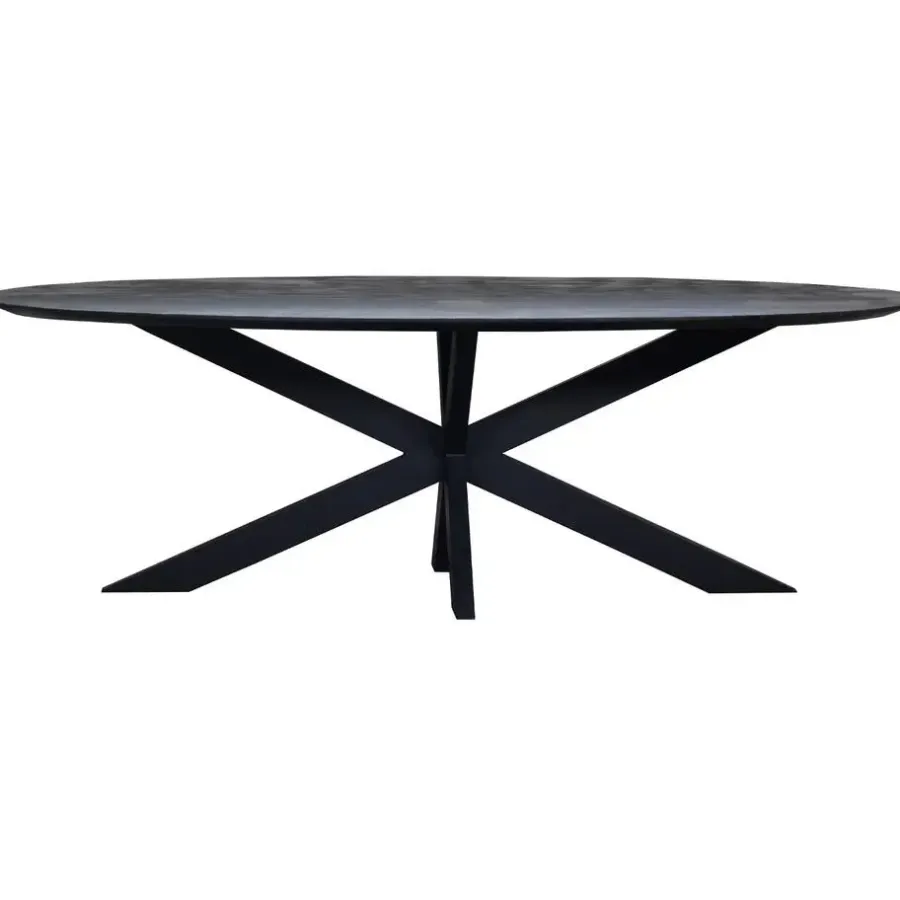 Giga Meubel Eettafel Zwart Mangohout - 200x100x78cm - Diamond