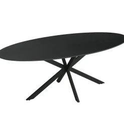 Giga Meubel Eettafel Zwart Ovaal Melamine - 200x100x75cm - 4-6 Personen - Jax