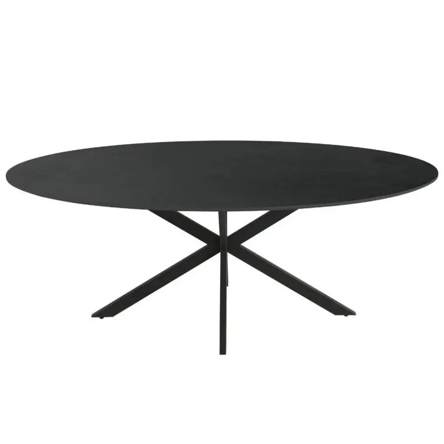 Giga Meubel Eettafel Zwart Ovaal Melamine - 200x100x75cm - 4-6 Personen - Jax