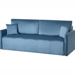 Slaapbanken|Slaapbanken-Leen Bakker EGGE - Driezitsbank - Blauw - Fluweel