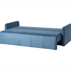 Slaapbanken|Slaapbanken-Leen Bakker EGGE - Driezitsbank - Blauw - Fluweel