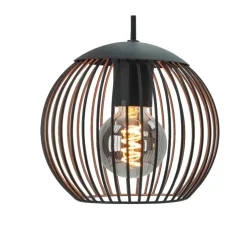Hanglampen-EGLO Almanzora Hanglamp - E27 - 90 cm - Staal - Zwart/Koper