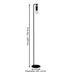 EGLO Apricale Staande lamp - E27 - Leer - Zwart/Bruin