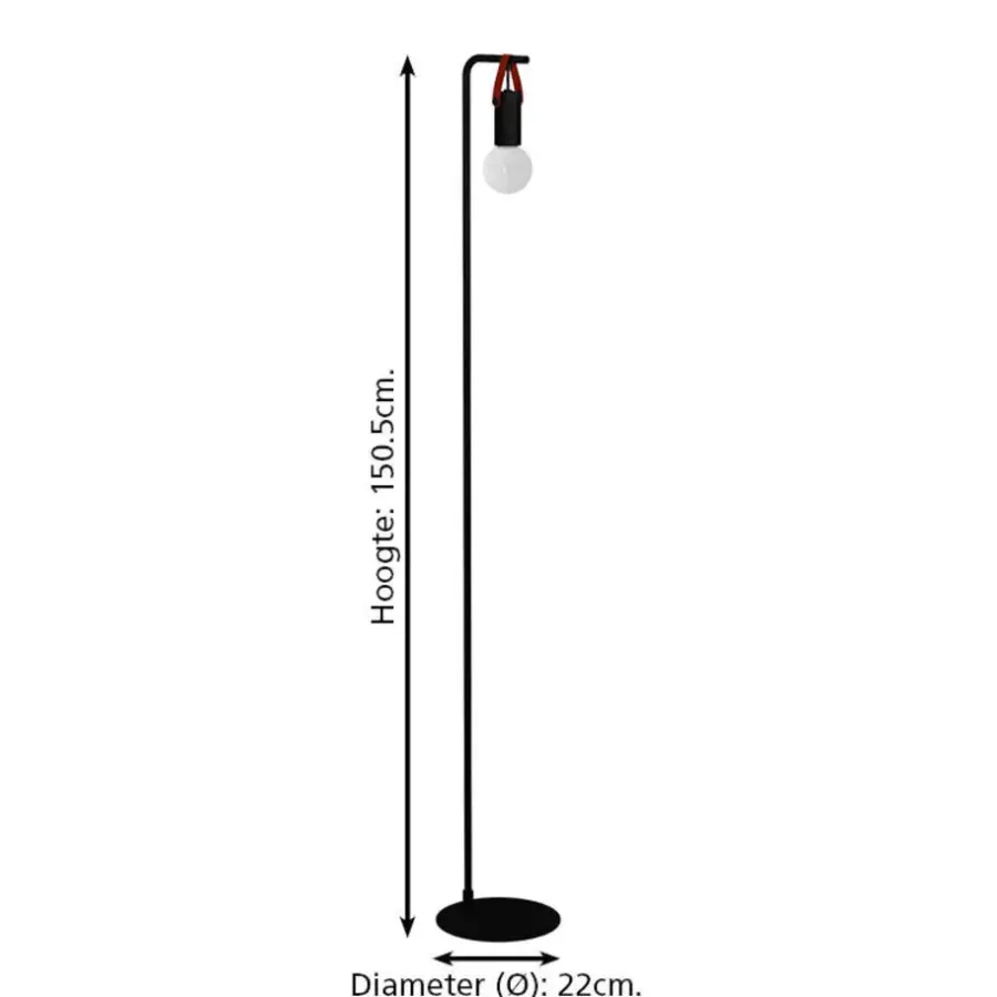 EGLO Apricale Staande lamp - E27 - Leer - Zwart/Bruin
