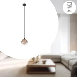 EGLO Ariscani 1 Hanglamp - E27 - Ø 20 cm - Koperglas - Zwart