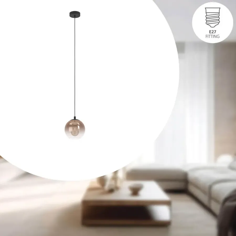 EGLO Ariscani 1 Hanglamp - E27 - Ø 20 cm - Koperglas - Zwart
