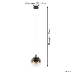 EGLO Ariscani 1 Hanglamp - E27 - Ø 20 cm - Koperglas - Zwart