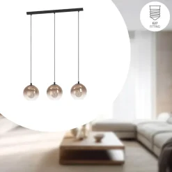 EGLO Ariscani 1 Hanglamp - E27 - 76,5 cm - Koperglas - Zwart
