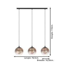 EGLO Ariscani 1 Hanglamp - E27 - 76,5 cm - Koperglas - Zwart
