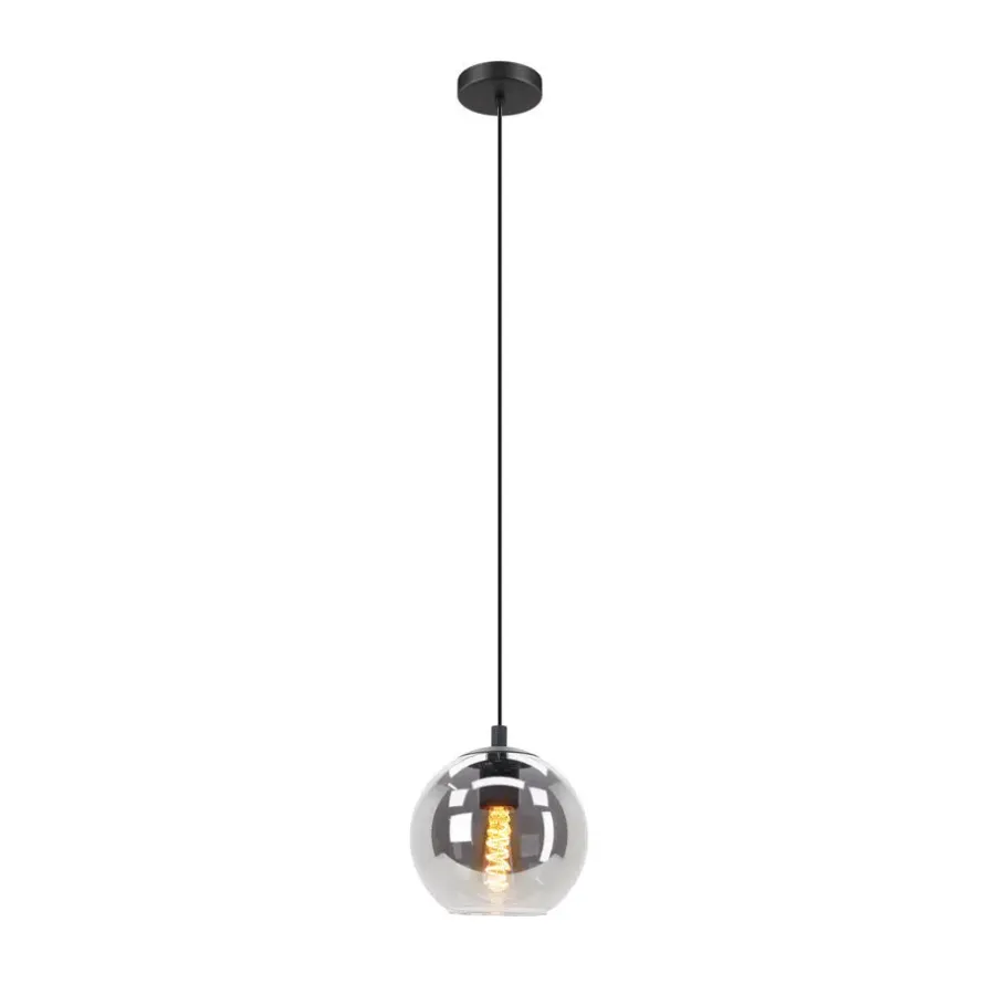 Hanglampen-EGLO Ariscani Hanglamp - E27 - Ø 20 cm - rookglas - Zwart