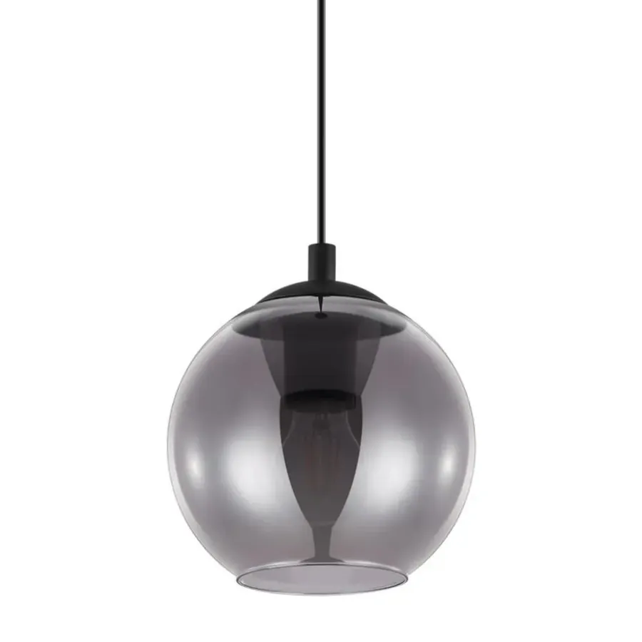 Hanglampen-EGLO Ariscani Hanglamp - E27 - Ø 20 cm - rookglas - Zwart