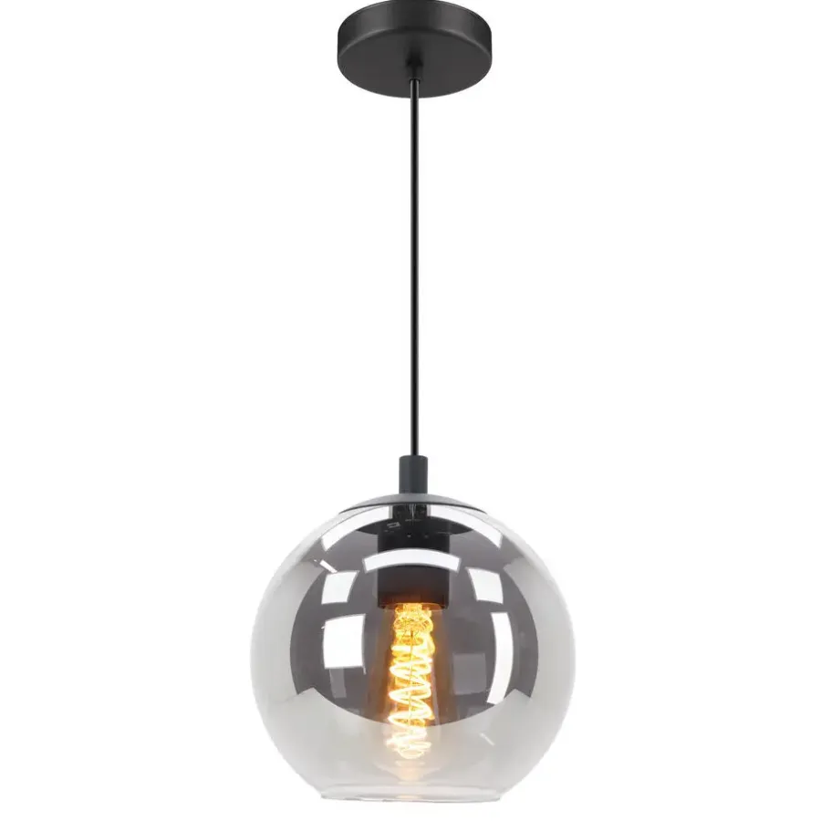 Hanglampen-EGLO Ariscani Hanglamp - E27 - Ø 20 cm - rookglas - Zwart
