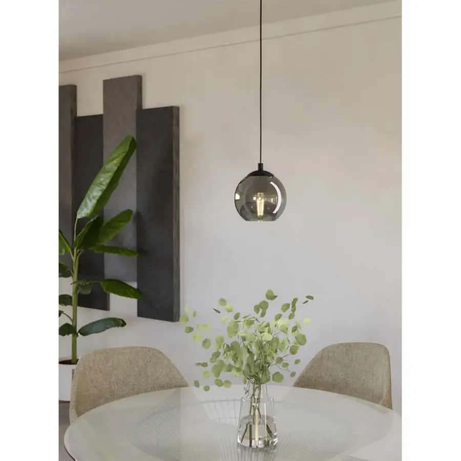 Hanglampen-EGLO Ariscani Hanglamp - E27 - Ø 20 cm - rookglas - Zwart