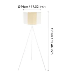 Staande Lampen-EGLO Arnhem Staande lamp - E27 - Papier/Staal - Wit/Bruin