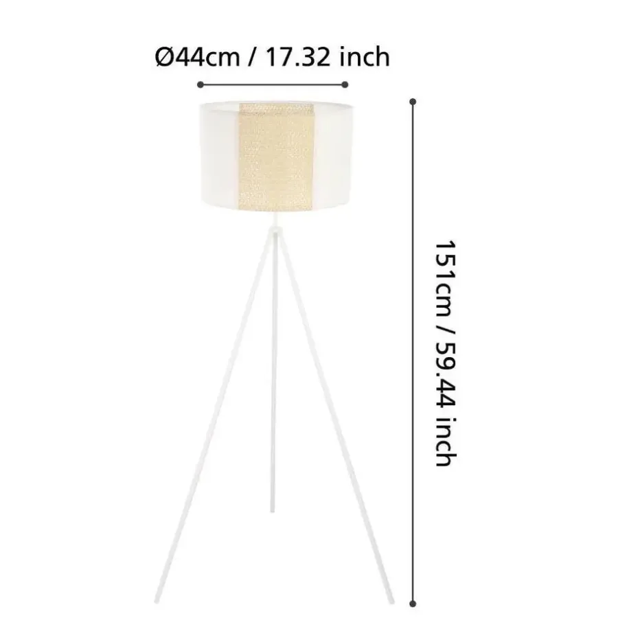 Staande Lampen-EGLO Arnhem Staande lamp - E27 - Papier/Staal - Wit/Bruin