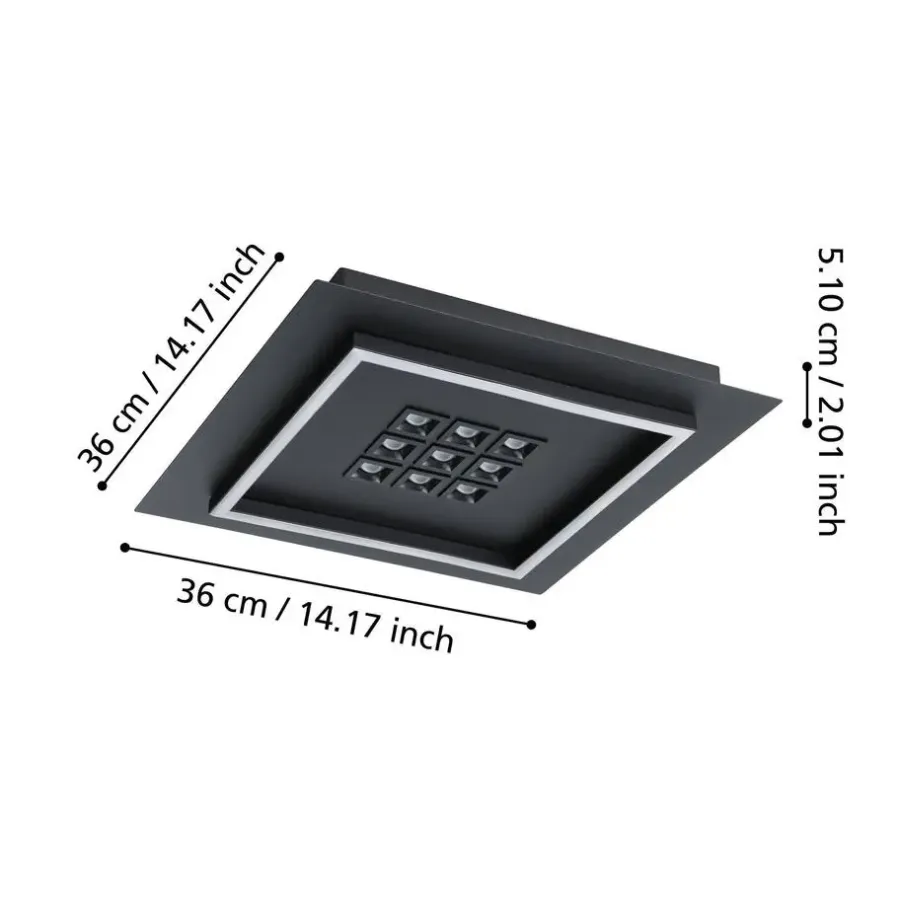 EGLO Balazote Plafonnière - LED - Kunststof - Zwart/Wit