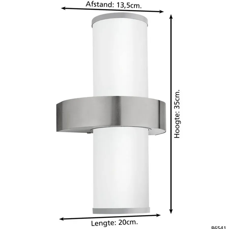 EGLO Beverly Wandlamp - E27 - 35 cm - Zilver/Wit