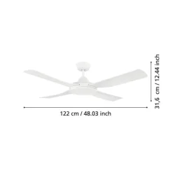 Plafondlampen-EGLO Bondi 1 Plafondventilator - 122cm - Wit - 3 standen